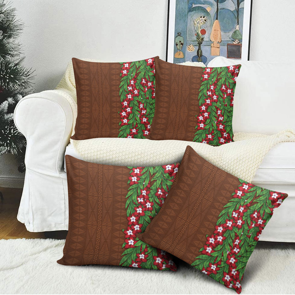 Tonga Language Week Pillow Cover Heilala Floral Brown LT05 - Polynesian Pride
