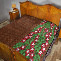 Tonga Language Week Quilt Heilala Floral Brown LT05 - Polynesian Pride