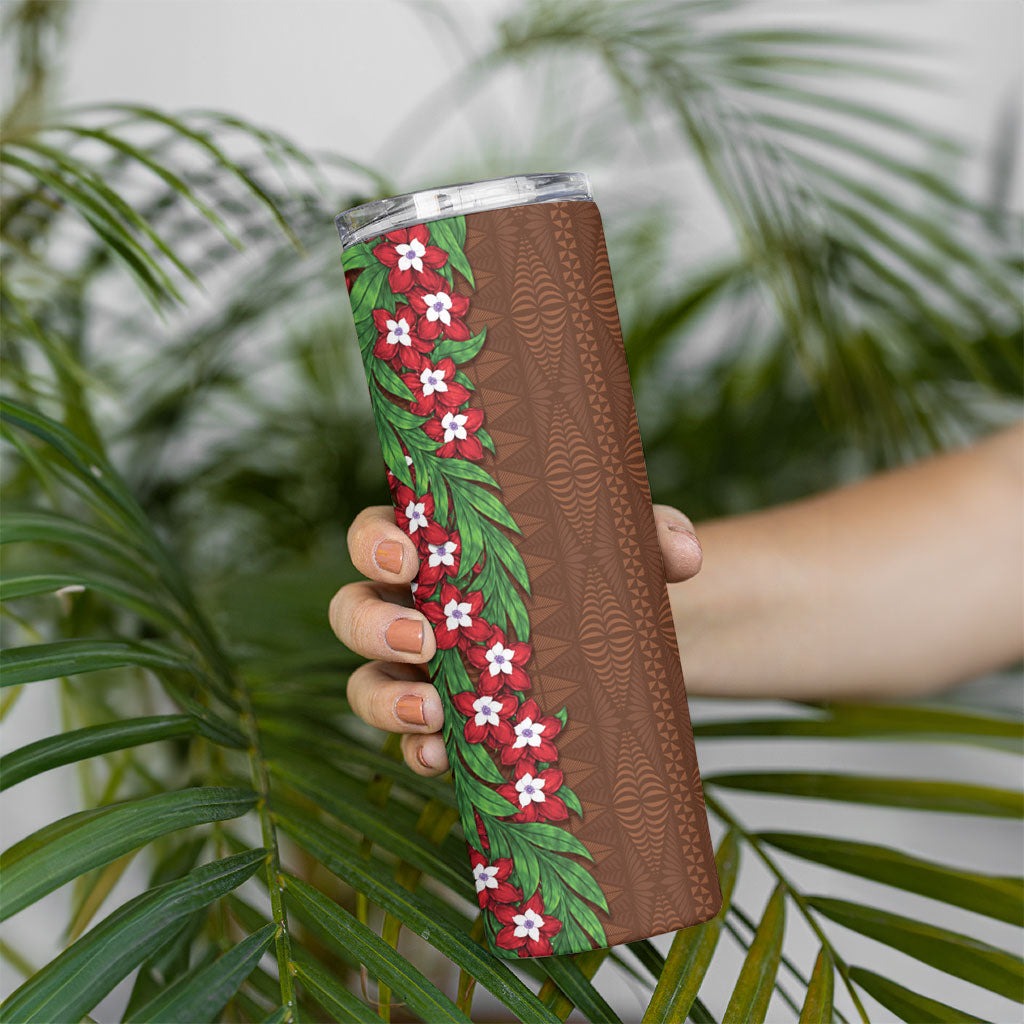 Tonga Language Week Skinny Tumbler Heilala Floral Brown