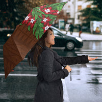 Tonga Language Week Umbrella Heilala Floral Brown LT05 - Polynesian Pride