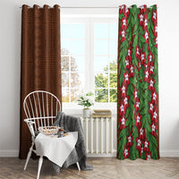 Tonga Language Week Window Curtain Heilala Floral Brown LT05 - Polynesian Pride
