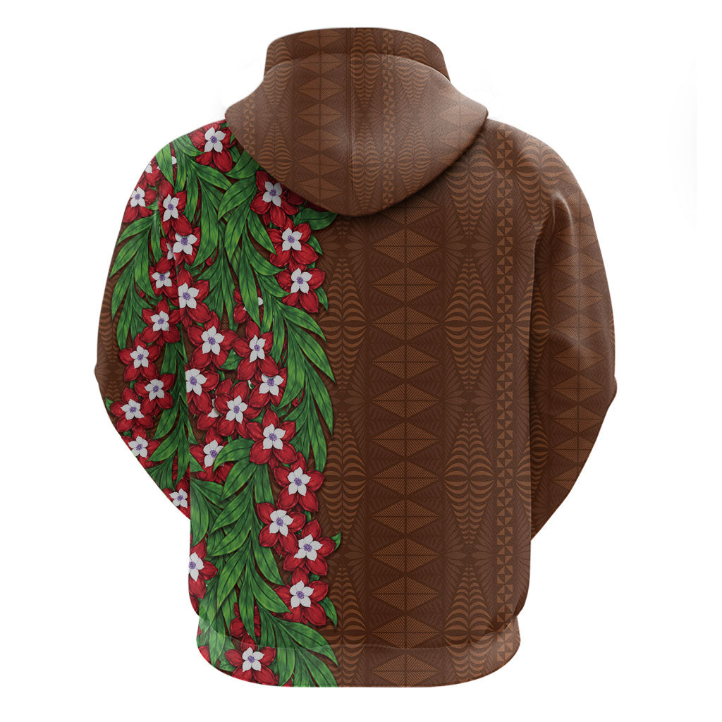 Tonga Language Week Zip Hoodie Heilala Floral Brown LT05 - Polynesian Pride