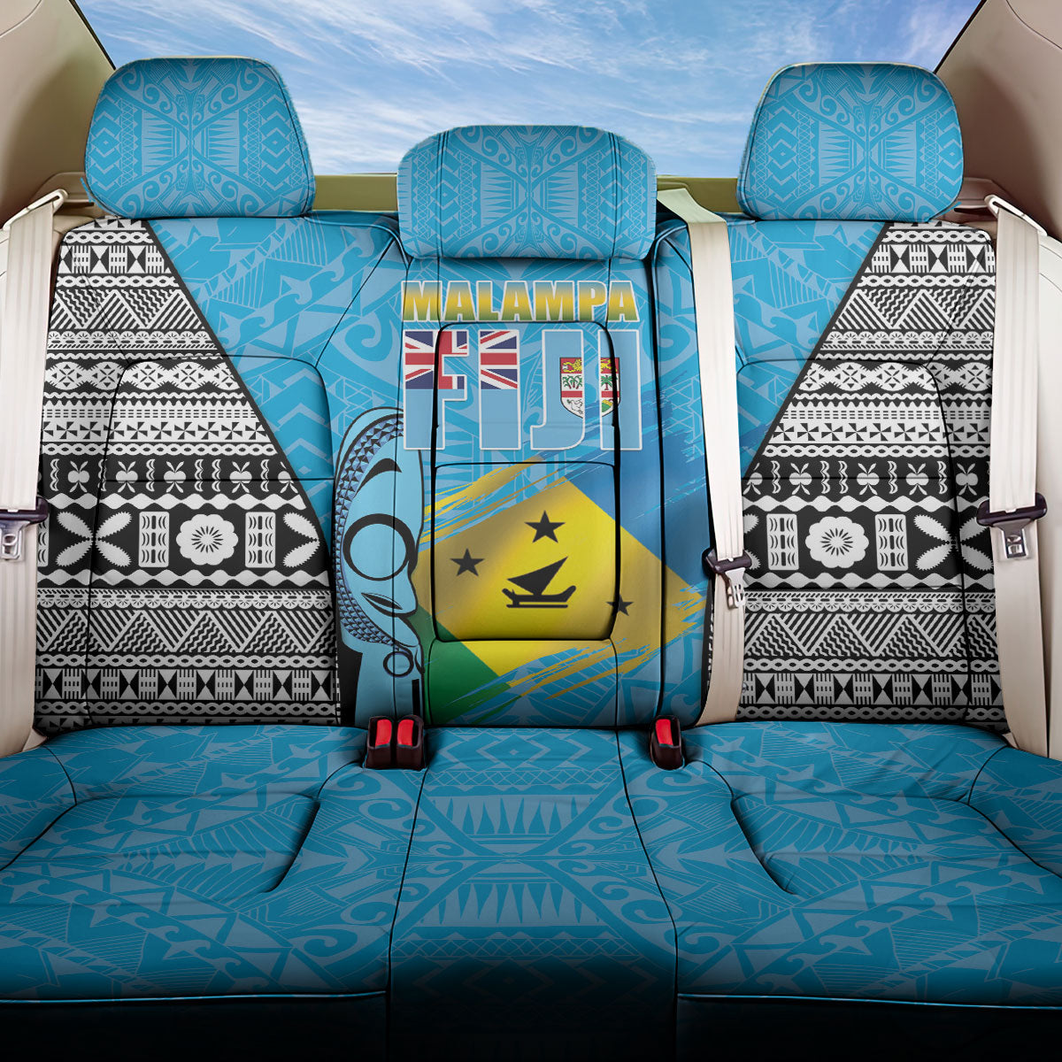 Malampa Fiji Day 2026 Back Car Seat Cover Unique Style LT05 One Size Blue - Polynesian Pride