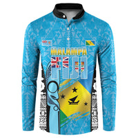 Personalised Malampa Fiji Day 2026 Button Sweatshirt Unique Style LT05 Blue - Polynesian Pride