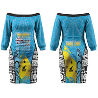 Personalised Malampa Fiji Day 2026 Couples Matching Off The Shoulder Long Sleeve Dress and Long Sleeve Button Shirt Unique Style LT05 - Polynesian Pride