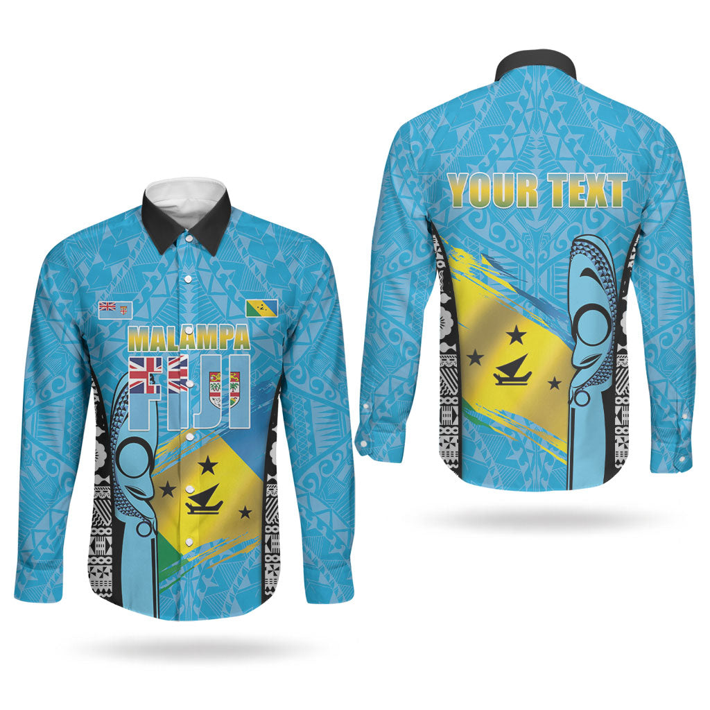 Personalised Malampa Fiji Day 2026 Couples Matching Puletasi and Long Sleeve Button Shirt Unique Style LT05 - Polynesian Pride