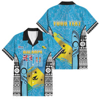 Personalised Malampa Fiji Day 2026 Family Matching Off Shoulder Maxi Dress and Hawaiian Shirt Unique Style LT05 Dad's Shirt - Short Sleeve Blue - Polynesian Pride