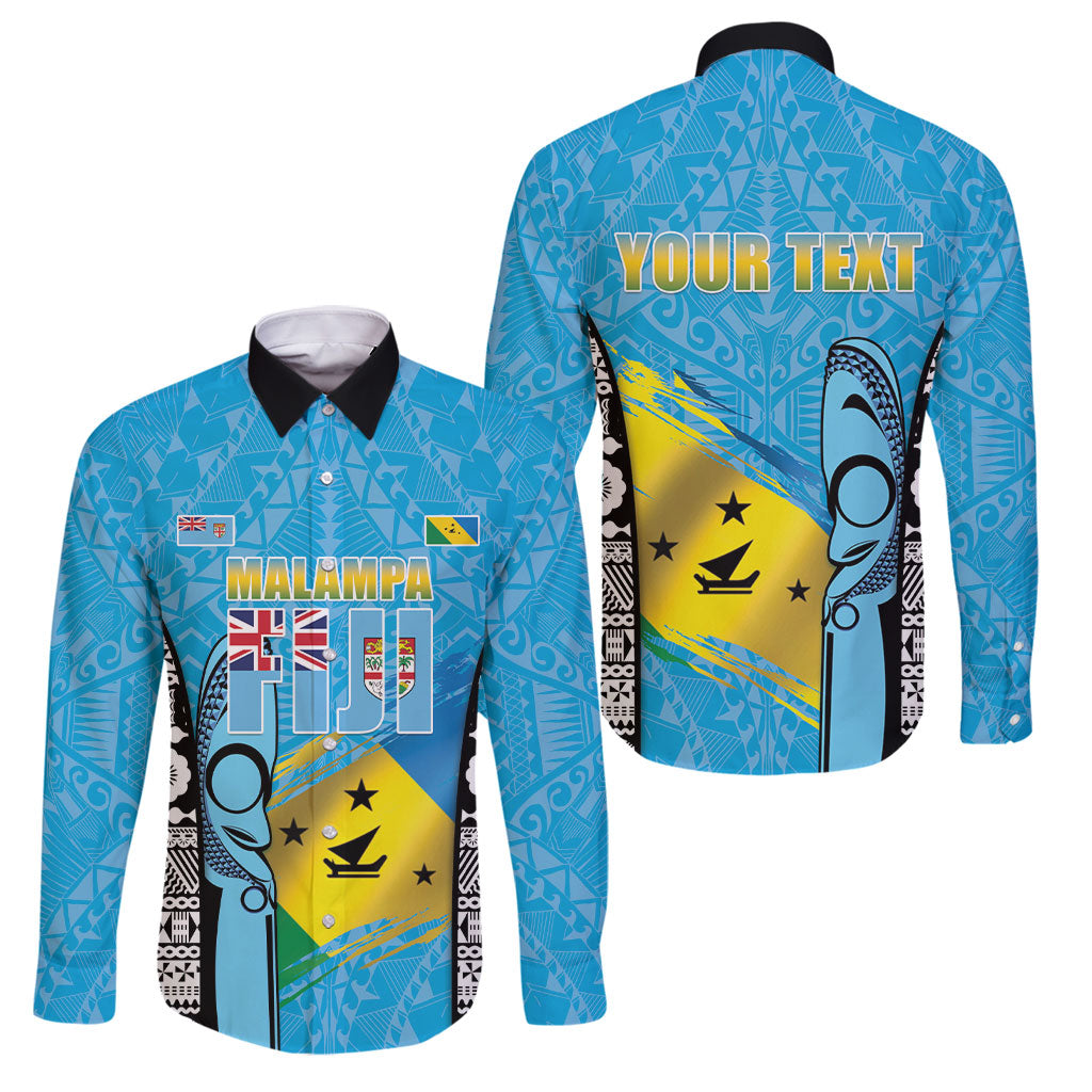 Personalised Malampa Fiji Day 2026 Family Matching Short Sleeve Bodycon Dress and Hawaiian Shirt Unique Style LT05 Dad's Shirt - Long Sleeve Blue - Polynesian Pride