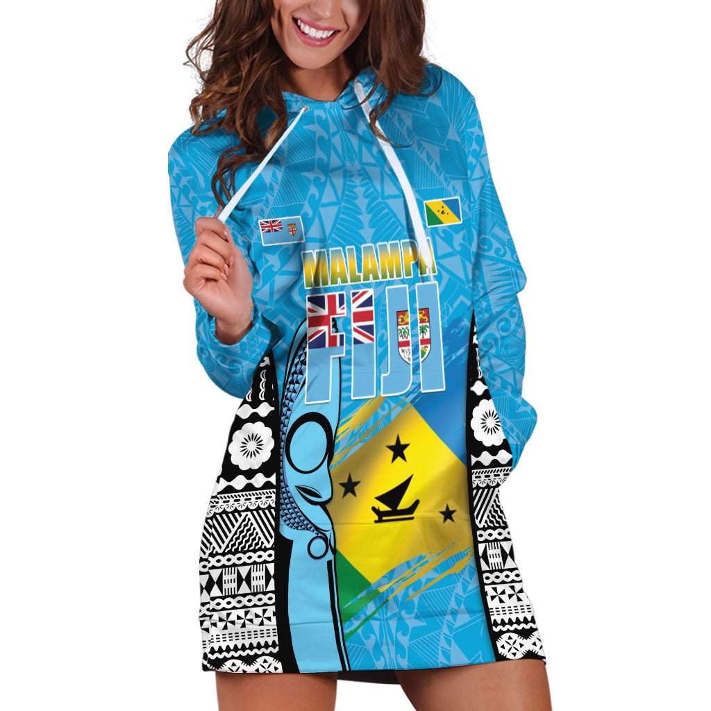 Personalised Malampa Fiji Day 2026 Hoodie Dress Unique Style LT05 Blue - Polynesian Pride
