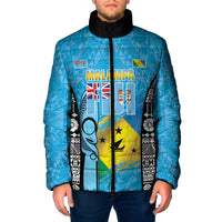 Personalised Malampa Fiji Day 2026 Padded Jacket Unique Style LT05 Men Blue - Polynesian Pride