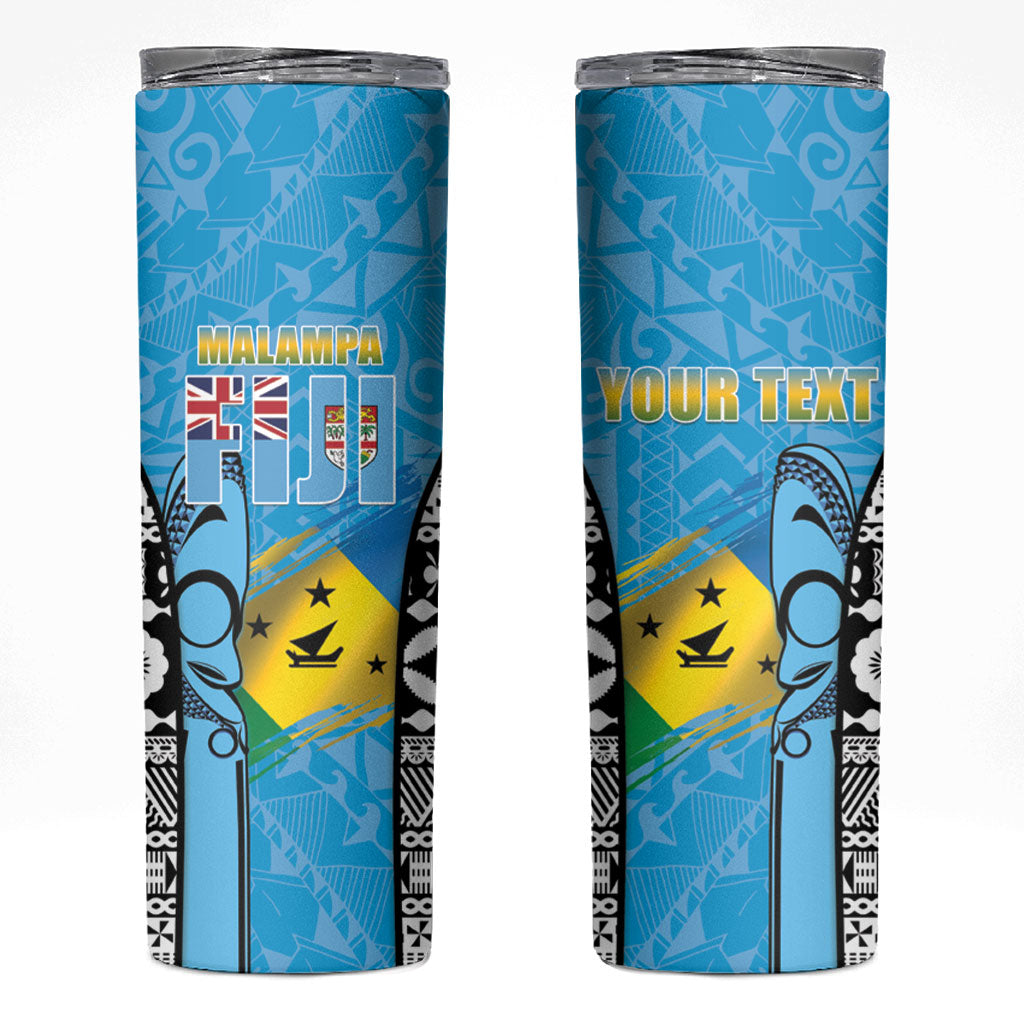 Personalised Malampa Fiji Day 2026 Skinny Tumbler Unique Style LT05 Blue - Polynesian Pride