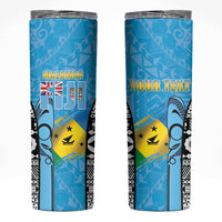 Personalised Malampa Fiji Day 2026 Skinny Tumbler Unique Style LT05 Blue - Polynesian Pride