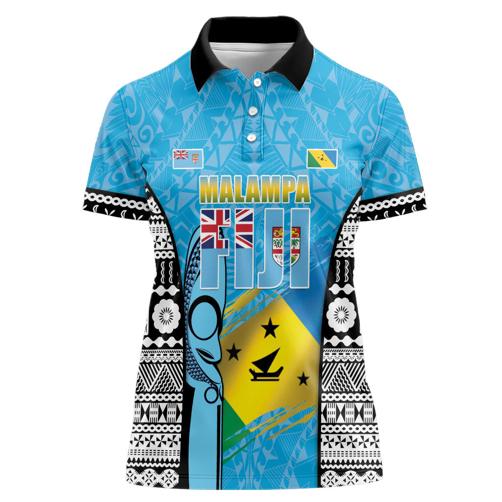 Personalised Malampa Fiji Day 2026 Women Polo Shirt Unique Style LT05 Female Blue - Polynesian Pride