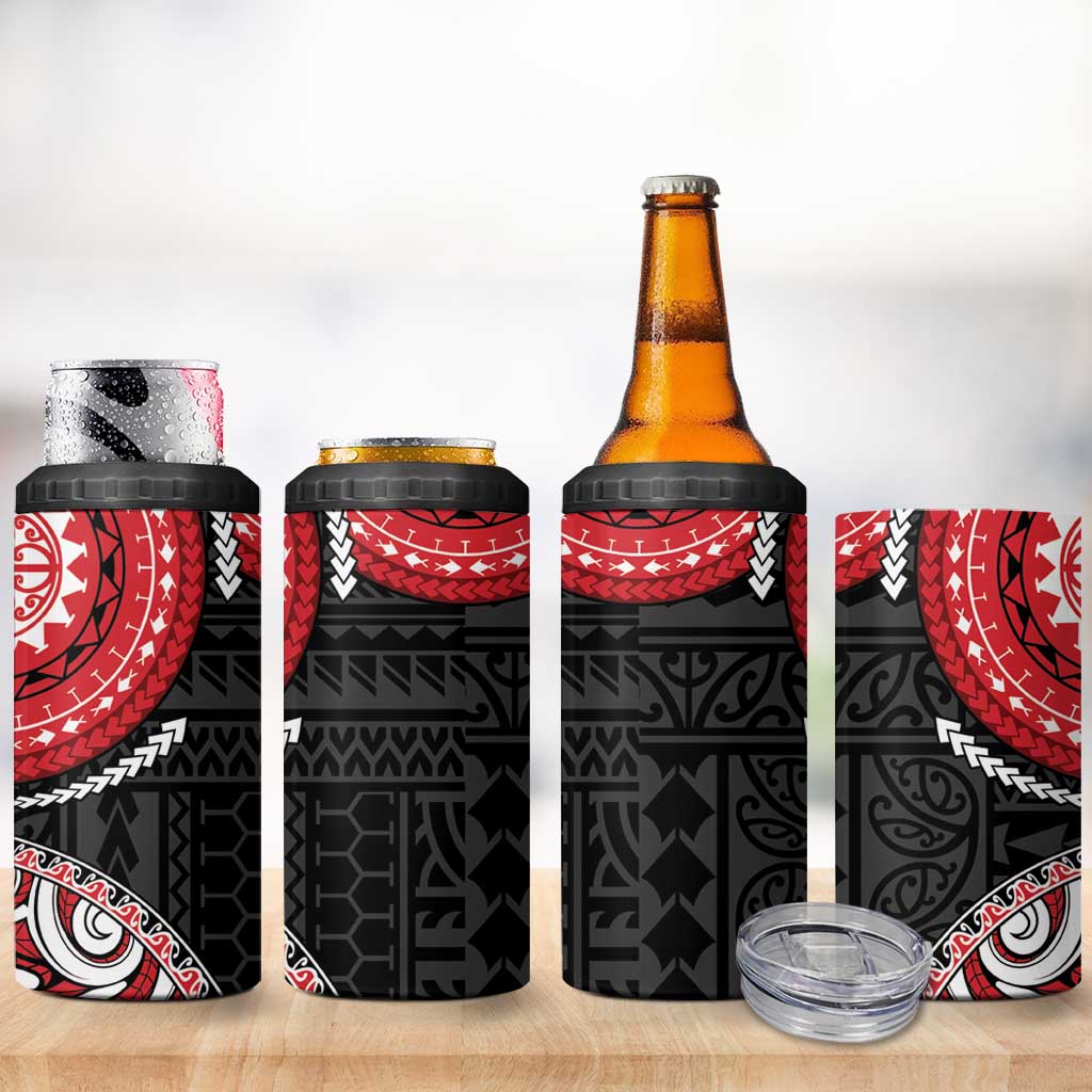 New Zealand Red Maori Koru Simple Style 4 in 1 Can Cooler Tumbler