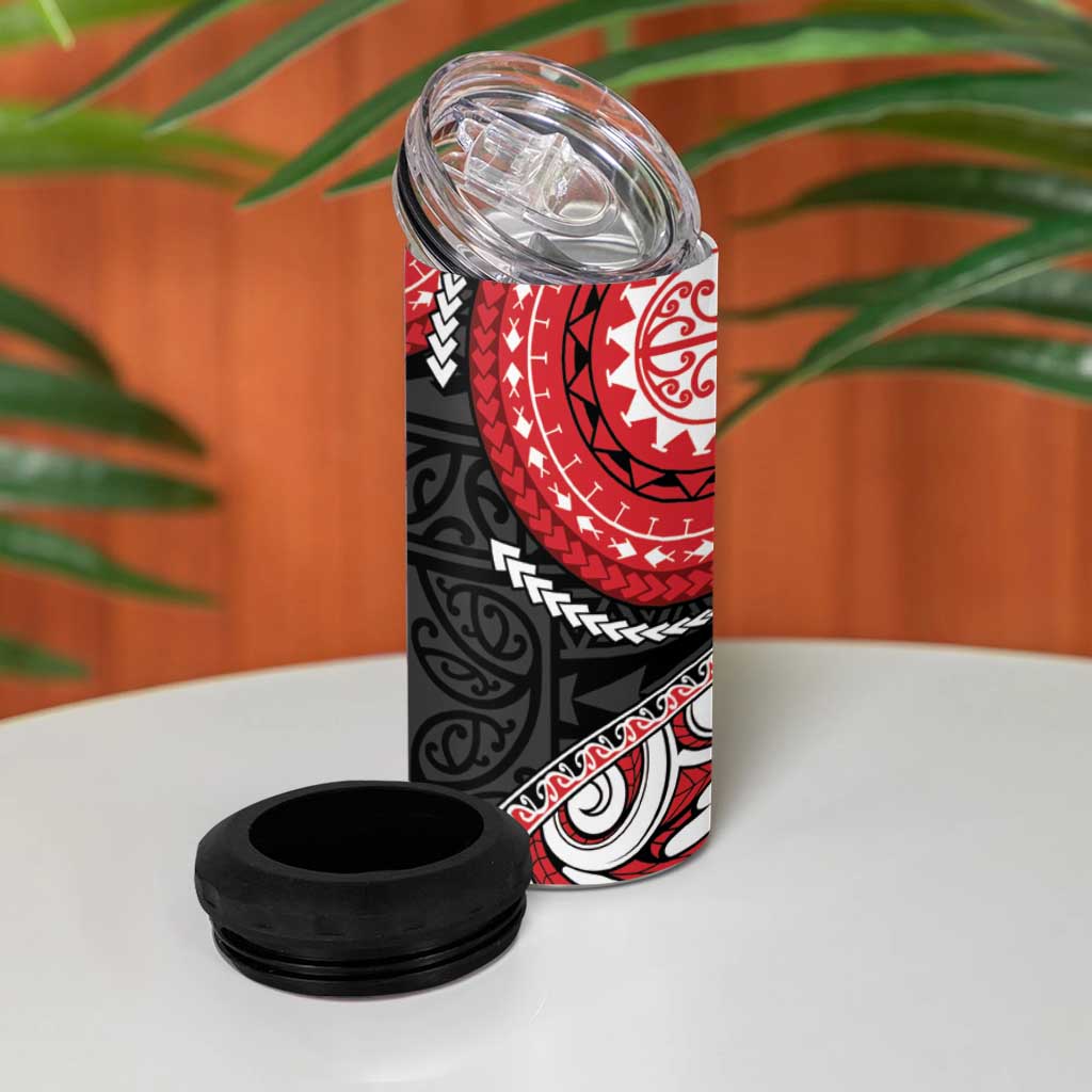 New Zealand Red Maori Koru Simple Style 4 in 1 Can Cooler Tumbler