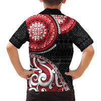 New Zealand Red Maori Koru Simple Style Family Matching Long Sleeve Bodycon Dress and Hawaiian Shirt