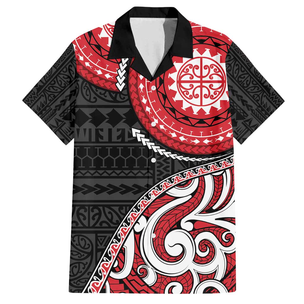 New Zealand Red Maori Koru Simple Style Family Matching Off Shoulder Maxi Dress and Hawaiian Shirt