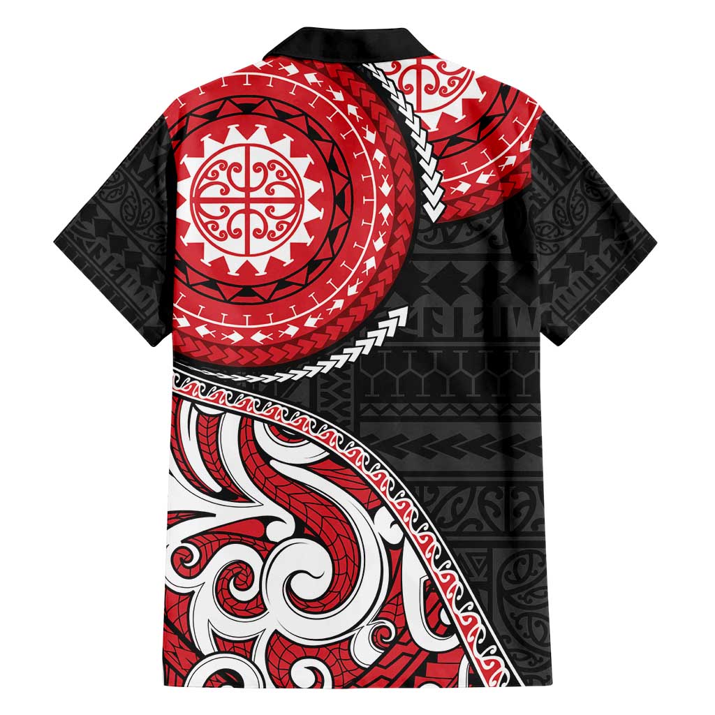 New Zealand Red Maori Koru Simple Style Family Matching Off Shoulder Maxi Dress and Hawaiian Shirt
