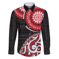 New Zealand Red Maori Koru Simple Style Family Matching Puletasi and Hawaiian Shirt