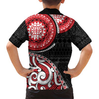 New Zealand Red Maori Koru Simple Style Family Matching Short Sleeve Bodycon Dress and Hawaiian Shirt
