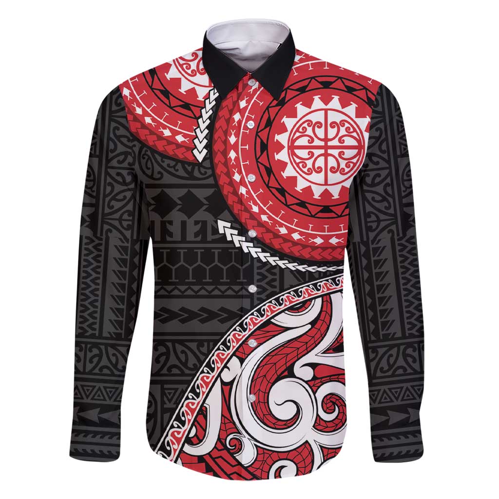 New Zealand Red Maori Koru Simple Style Family Matching Short Sleeve Bodycon Dress and Hawaiian Shirt