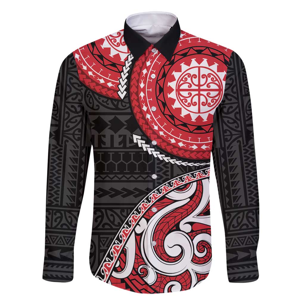 New Zealand Red Maori Koru Simple Style Family Matching Tank Maxi Dress and Hawaiian Shirt