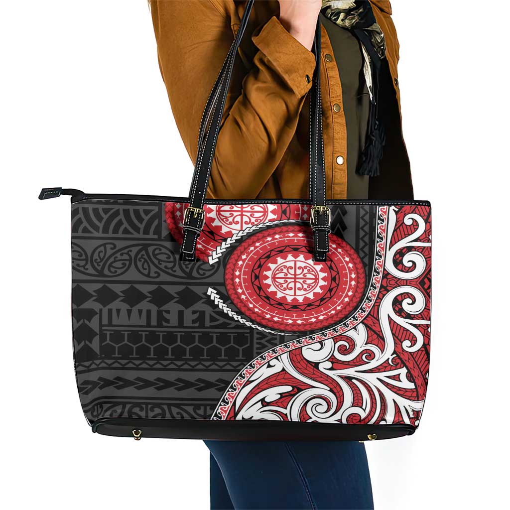 New Zealand Red Maori Koru Simple Style Leather Tote Bag