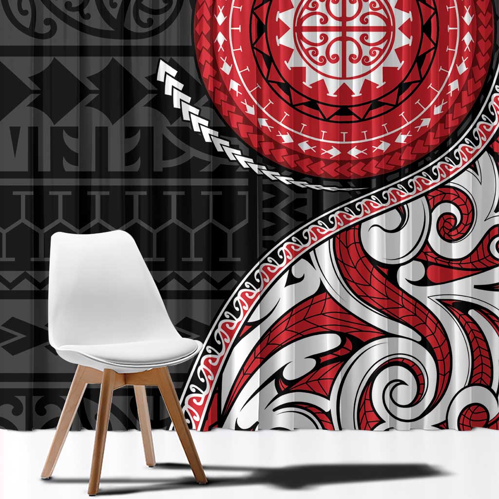 New Zealand Red Maori Koru Simple Style Window Curtain
