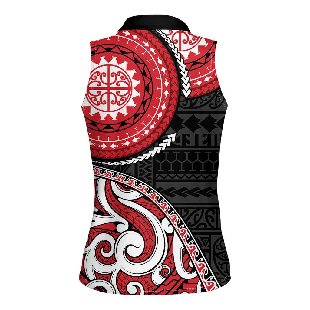 New Zealand Red Maori Koru Simple Style Women Sleeveless Polo Shirt