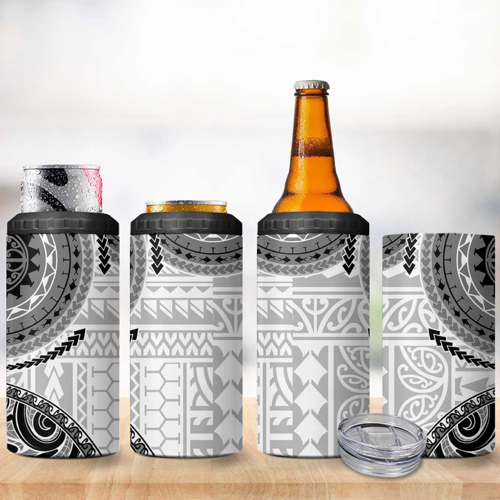 New Zealand White Maori Koru Simple Style 4 in 1 Can Cooler Tumbler