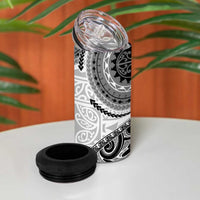New Zealand White Maori Koru Simple Style 4 in 1 Can Cooler Tumbler
