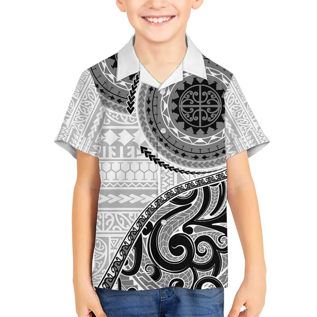 New Zealand White Maori Koru Simple Style Family Matching Summer Maxi Dress and Hawaiian Shirt