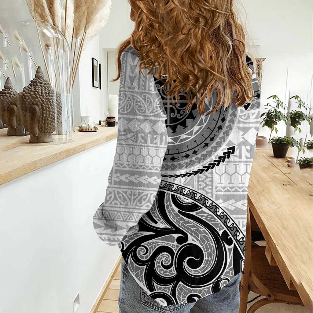 New Zealand White Maori Koru Simple Style Women Casual Shirt