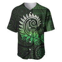New Zealand Maori Koru Fern Baseball Jersey Spiral Polynesian Style Green