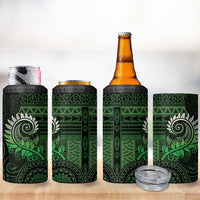 New Zealand Maori Koru Fern 4 in 1 Can Cooler Tumbler Spiral Polynesian Style Green