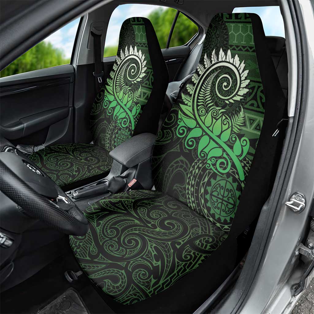 New Zealand Maori Koru Fern Car Seat Cover Spiral Polynesian Style Green