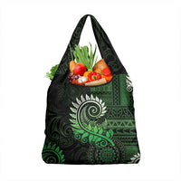 New Zealand Maori Koru Fern Grocery Bag Spiral Polynesian Style Green