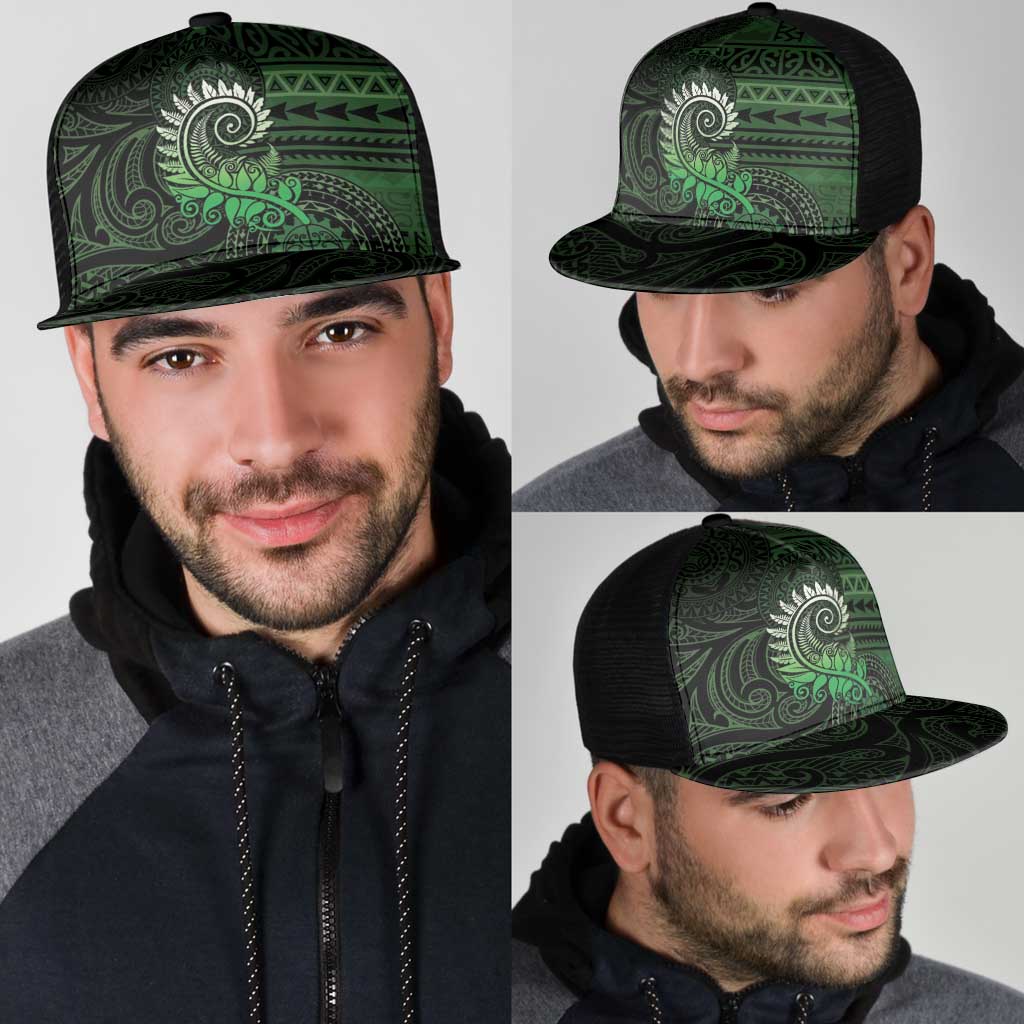 New Zealand Maori Koru Fern Mesh Trucker Cap Spiral Polynesian Style Green - Polynesian Pride