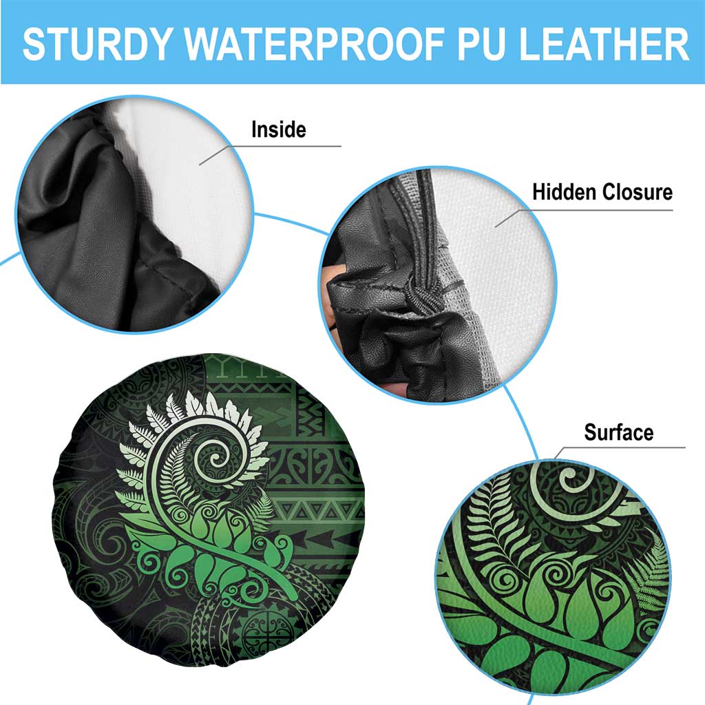 New Zealand Maori Koru Fern Spare Tire Cover Spiral Polynesian Style Green