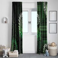 New Zealand Maori Koru Fern Window Curtain Spiral Polynesian Style Green