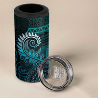 New Zealand Maori Koru Fern 4 in 1 Can Cooler Tumbler Spiral Polynesian Style Aqua Gradient