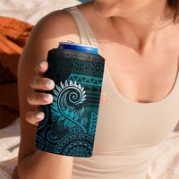 New Zealand Maori Koru Fern 4 in 1 Can Cooler Tumbler Spiral Polynesian Style Aqua Gradient