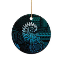 New Zealand Maori Koru Fern Ceramic Ornament Spiral Polynesian Style Aqua Gradient