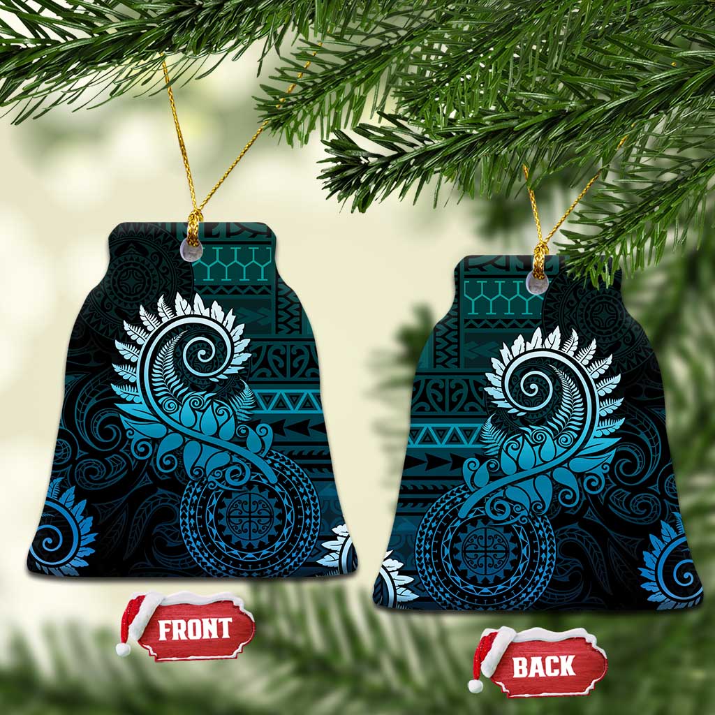New Zealand Maori Koru Fern Ceramic Ornament Spiral Polynesian Style Aqua Gradient