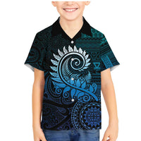 New Zealand Maori Koru Fern Family Matching Mermaid Dress and Hawaiian Shirt Spiral Polynesian Style Aqua Gradient