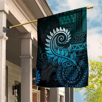New Zealand Maori Koru Fern Garden Flag Spiral Polynesian Style Aqua Gradient LT05 House Flag Aqua - Polynesian Pride