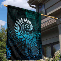 New Zealand Maori Koru Fern Garden Flag Spiral Polynesian Style Aqua Gradient LT05 - Polynesian Pride
