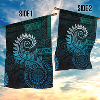 New Zealand Maori Koru Fern Garden Flag Spiral Polynesian Style Aqua Gradient LT05 - Polynesian Pride