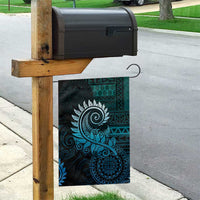 New Zealand Maori Koru Fern Garden Flag Spiral Polynesian Style Aqua Gradient LT05 - Polynesian Pride