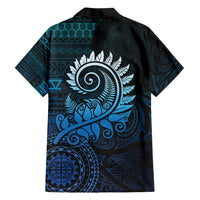 New Zealand Maori Koru Fern Hawaiian Shirt Spiral Polynesian Style Aqua Gradient